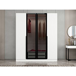 Kale Plus210 4 Mebran Kapaklı 2ç Dolap Beyaz Mebran Füme Cam