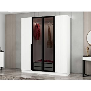 Kale Plus210 4 Mebran Kapaklı 2ç Dolap Beyaz Mebran Füme Cam