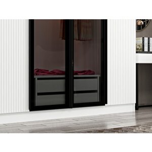 Kale Plus210 7 Mebran Kapaklı 4ç Dolap Beyaz Mebran Füme Cam