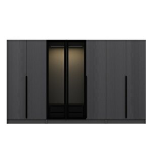 Kale Plus210 7 Mebran Kapaklı 2ç Dolap Antrasit Mebran Füme Cam