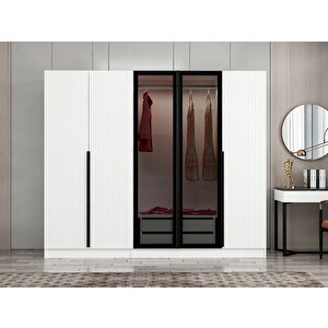 Kale Plus210 5 Mebran Kapaklı 2ç Dolap Beyaz Mebran Füme Cam