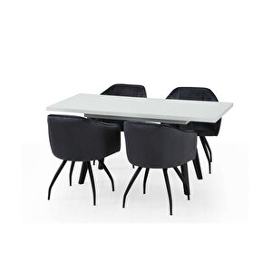 Harvey Beyaz Yemek Masası Takımı + 4 Sinop Sandalye Antrasit