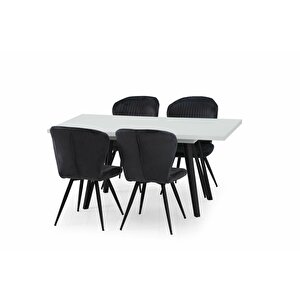 Harvey Beyaz Yemek Masası Takımı + 4 Biga Sandalye Antrasit