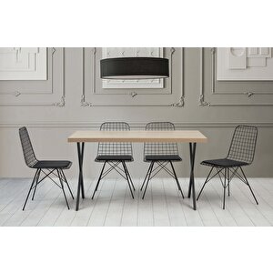 Brayn Yemek Masası Takımı Artisan Tel Sandalye 4 Ad.