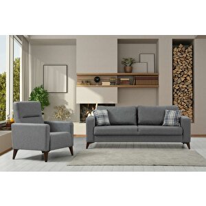 Kristal 3+1 Berjer Koltuk Takımı Koyu Gri