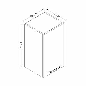 Minar Mutfak Modül Üst 1 Kapaklı 2 Raflı  40cm Dolap Beyaz Membran C Antrasit