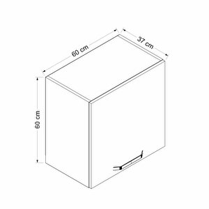 Minar Mutfak Modül Üst 1 Kapaklı 60cm Asp Dolap Beyaz  Membran C Antrasit