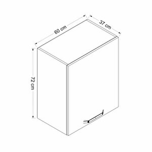 Minar Mutfak Modül Üst 1 Kapaklı 2 Raflı  60cm Dolap Beyaz Membran C Beyaz