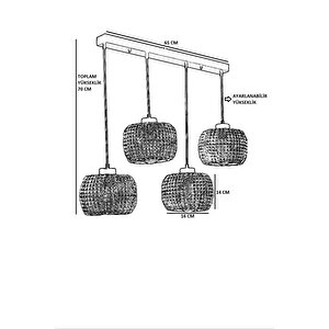 Tıger 4 Lü Sıralı Rattan Sarkıt