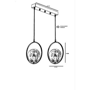 Ring 2 Li Sıralı Bal Camlı Eskitme Sarkıt