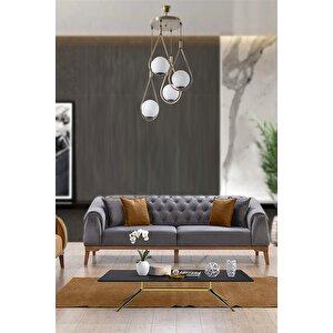 Damla 4 Lü Tepsili Beyaz Camlı Eskitme Sarkıt