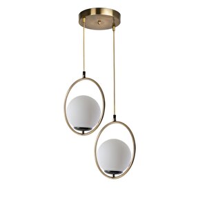 Ring 2 Li Tepsili Beyaz Camlı Eskitme Sarkıt