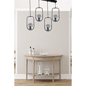 Ahu 4 Lü Sıralı Füme Camlı Siyah Sarkıt