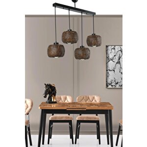 Tıger 4 Lü Sıralı Ceviz Rattan Sarkıt