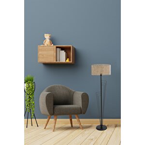 Kelebek Siyah Lambader Silindir Rattan Abajurlu