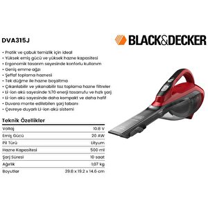 Black&decker Dva315j 16.2wh/10.8v 1,5ah Li-ion Şarjlı Süpürge