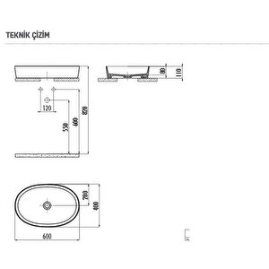 Creavit Loop Tezgah Üstü Oval Çanak Lavabo 60 Cm Beyaz Lp160-00cb00e-0000