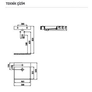 NX255 Next Tezgah Üzeri Kare Lavabo 50*50 cm