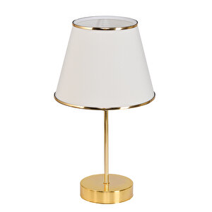 Evlight Yesna Metal Ayaklı Gold Abajur Masa Lambası Krem