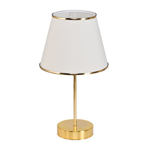 Evlight Yesna Metal Ayaklı Gold Abajur Masa Lambası Krem