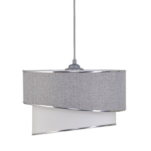 Evlight Rüzgar Pasta Tekli Sarkıt Avize Ve Krom Abajur Seti Gri