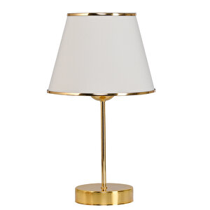 Evlight Mirza 2'li Metal Ayaklı Gold Abajur Masa Lambası Krem