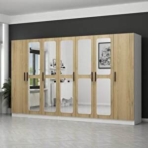Kale 7 Kapaklı Aynalı 4ç Dolap - Pera Ceviz 190cm 190 cm