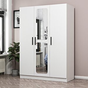 Minar Kale 3 Kapak Aynalı 2 Çekmece Zincir Dolap - Beyaz 190cm 190 cm