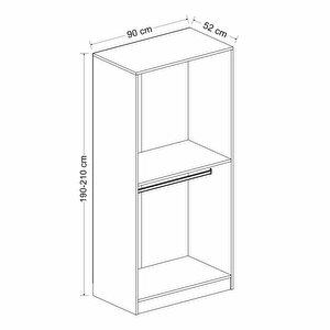 Minar Kale 2 Kapaklı Zincir Dolap - Gardrop - Beyaz 210cm