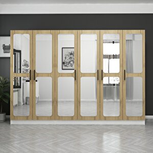 Kale 6 Kapaklı Aynalı 2ç Dolap - Pera Ceviz 190cm 190 cm