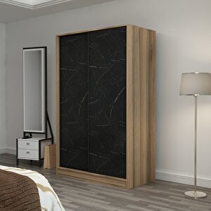 Minar Kale 2 Kapaklı Sürgülü Dolap 120 Cm  - Dore/royal Mermer 190cm