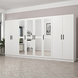 Kale 8 Kapak Aynalı 2 Çekmece Zincir Dolap - Beyaz 190cm 190 cm