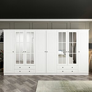 Kale 8 Mebran Kapaklı 4ç Taçlı Dolap - Beyaz 190cm 190 cm