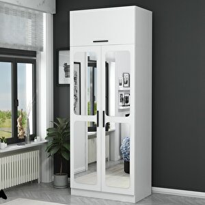 Kale 2 Kapaklı Aynalı Zincir Dolap-yüklük - Beyaz 235cm 235 cm