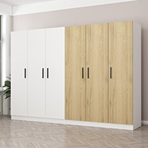 Kale 6 Kapaklı 4 Çekmeceli - Dolap - Beyaz/pera 210cm 210 cm