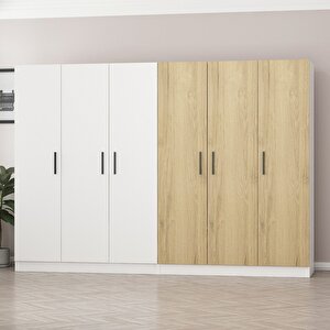 Kale 6 Kapaklı 4 Çekmeceli - Dolap - Beyaz/pera 210cm