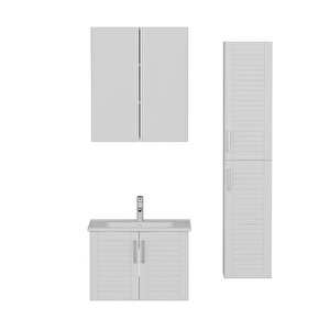 Minar Vera Banyo Dolabı 65cm 2 Kapaklı + Boy Dolabı Beyaz