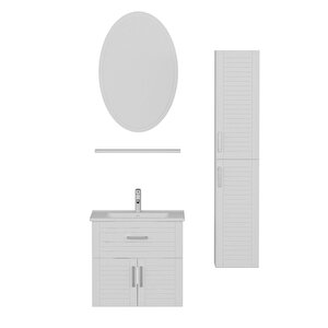Minar Vera Banyo Dolabı 65cm 2 Kapaklı 1 Çekmeceli + Boy Dolabı Beyaz