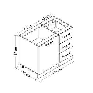 Minar 100 Cm Mutfak Dolabı Beyaz 100-b1