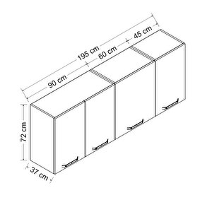 Minar 195 Cm Mutfak Dolabı Beyaz 195-b1-üst Modül