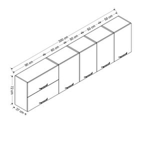 Minar 300 Cm Mutfak Dolabı Beyaz 300-b1-üst Modül