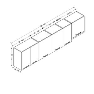 Minar 290 Cm Mutfak Dolabı Beyaz 290-b4-üst Modül
