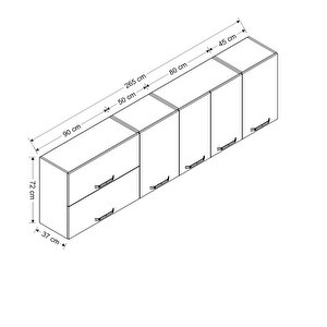 Minar 265 Cm Mutfak Dolabı Beyaz 265-b2-üst Modül