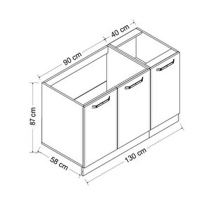 Minar 130 Cm Mutfak Dolabı Beyaz 130-b1-alt Modül
