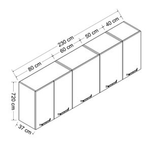 Minar 230 Cm Mutfak Dolabı Beyaz 230-b1-üst Modül
