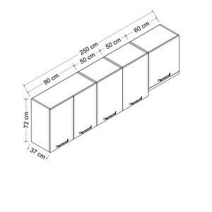 Minar 250 Cm Mutfak Dolabı Beyaz 250-b4-üst Modül