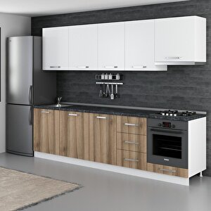 Minar 280 Cm Mutfak Dolabı Beyaz Dore 280-d5