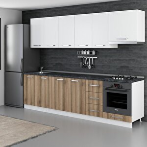 Minar 280 Cm Mutfak Dolabı Beyaz Dore 280-d11