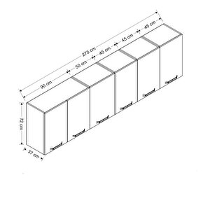 Minar 275 Cm Mutfak Dolabı Beyaz 275-b1-üst Modül