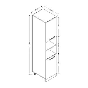 Minar 45 Cm Mutfak Boy Dolabı - Beyaz/antrasit D45-a2